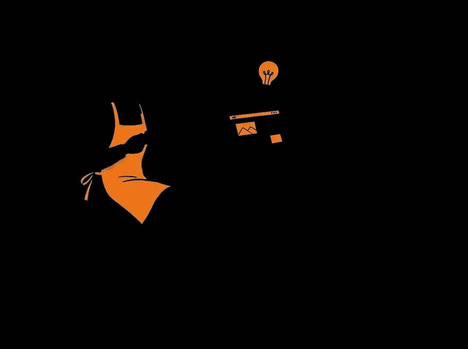 Illustration of a café owner explaining her business to a developer over coffee