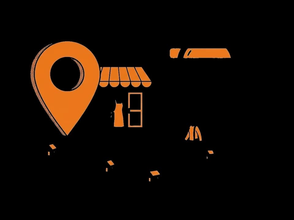 Illustration of customers following a map pin to a café while a developer checks the top search result with a magnifying glass